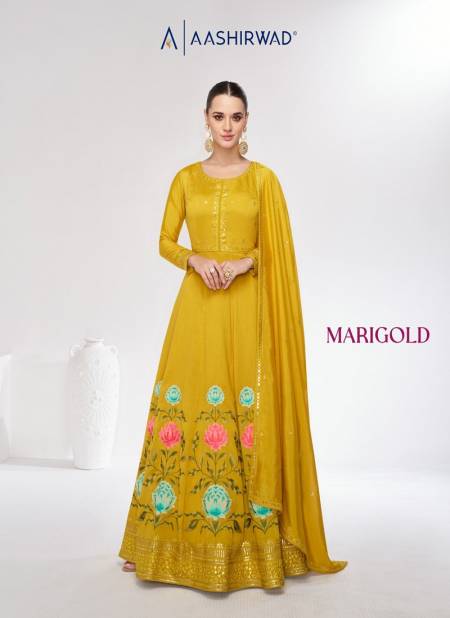 Marigold By Aashirwad Silk Gown With Dupatta Exporters In India